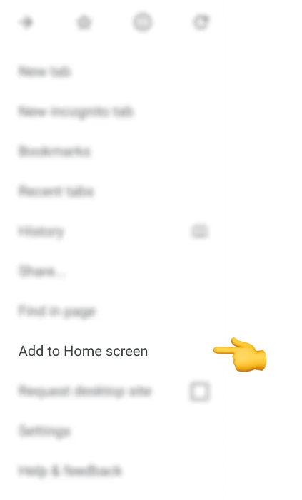 Android Chrome Menü mit dem Eintrag Add to Home screen